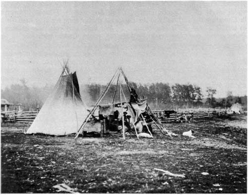 Swampy Cree encampment, Shoal River, 1889.
