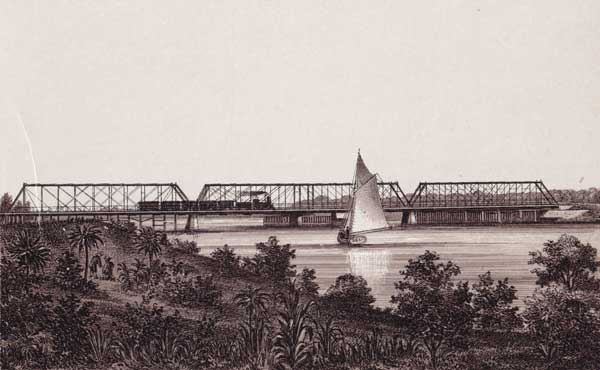 Drawing of the original Louise Bridge