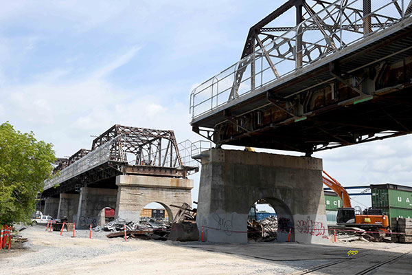 Arlington Bridge under demolition