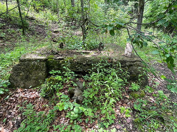 Concrete base and auger at the former Arnold Cement Quarry site