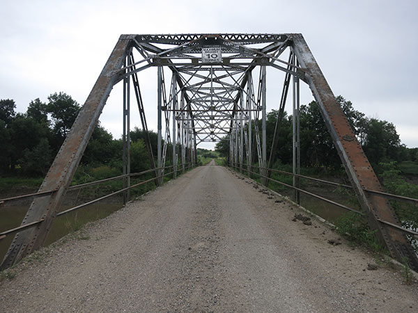 Steel through truss bridge no. 730 over the Assiniboine River
