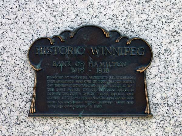 Bank of Hamilton commemorative plaque