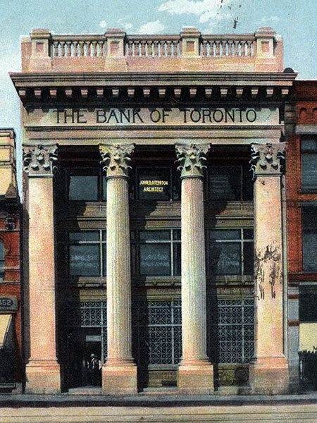 Postcard view of Bank of Toronto Building