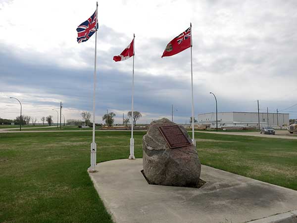 The Billy Barker monument at the Dauphin Municipal Airport