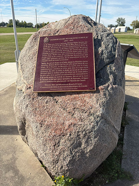 The Billy Barker monument at the Dauphin Municipal Airport