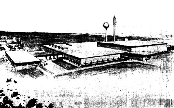 Artist's drawing of the Campbell Soup plant at Portage la Prairie