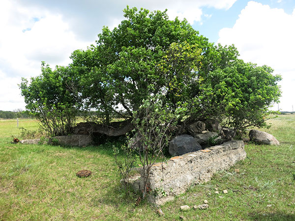 Remains of the concrete foundation for one of the buildings at Camp Hughes