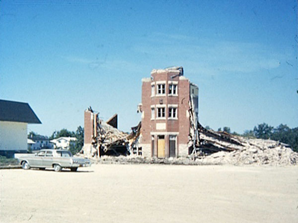 The second Charleswood School building being demolished