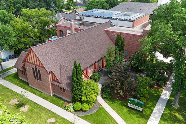 Aerial view of Churchill Park United Church