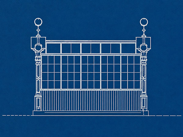 Architectural plan for the street level entrance of the Comfort Station on Fort Street