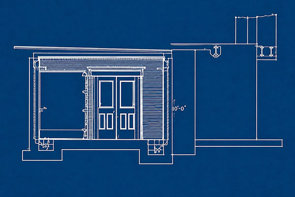 Architectural plan for the lower level layout of the Comfort Station on Fort Street