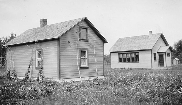 Cowan River School at right and teacherage at left