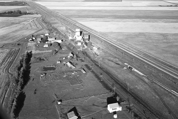 Aerial view of the grains elevators at Culross