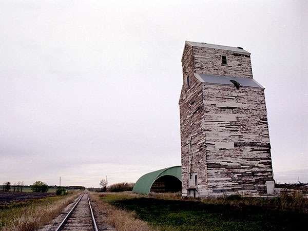 The former Deerwood grain elevator during demolition