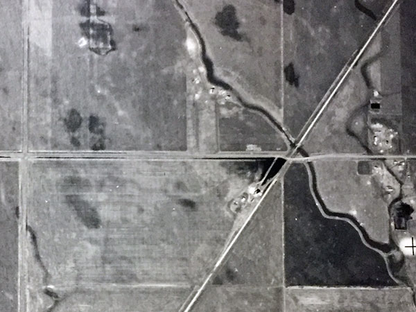 Aerial photo of the Dipple grain elevator site
