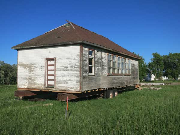 The former East Rosser School building at its new location in Grosse Isle