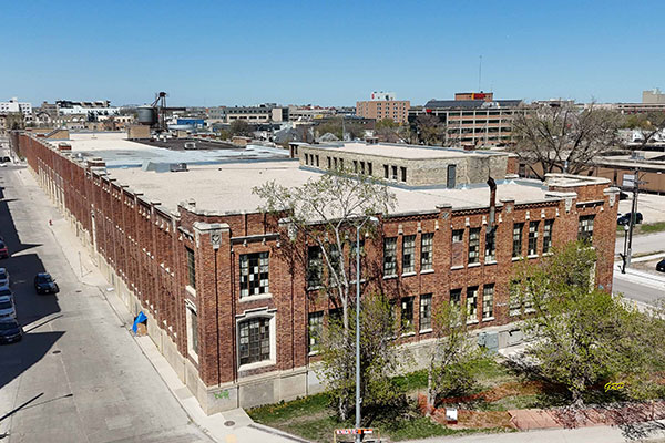 Aerial view of former Eatons Warehouse