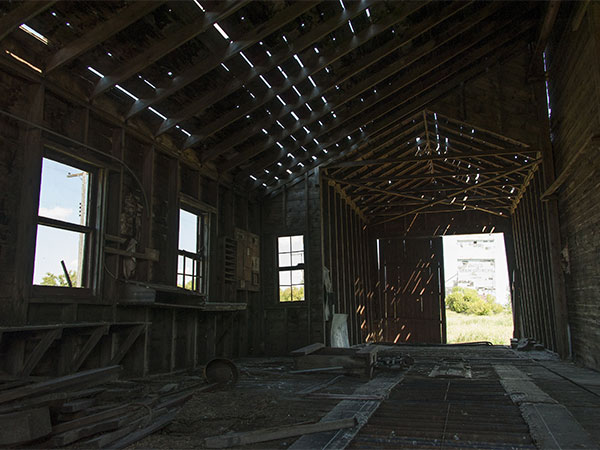 Interior of the former Lake of the Woods grain elevator at Elva