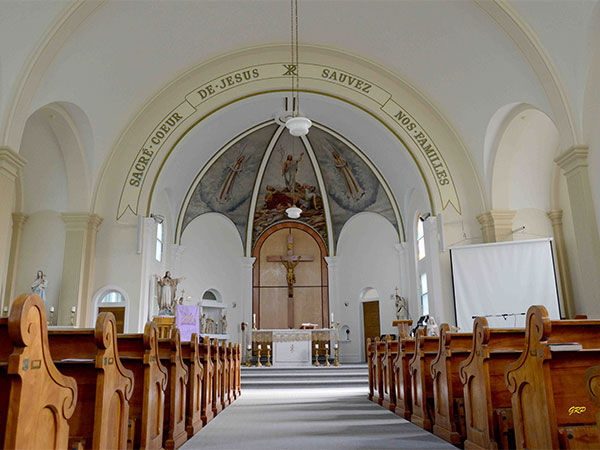 Interior of Sacré-Coeur Roman Catholic Church in Fannystelle
