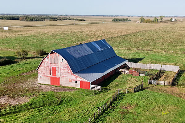 Aerial view of the Forder Barn