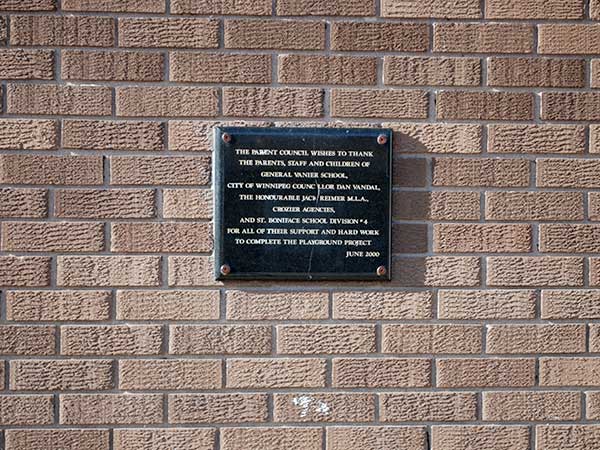 General Vanier School commemorative plaque