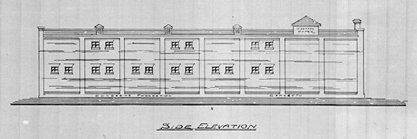 Architectural plan for the side elevation of the Glesby Stable