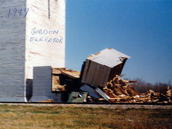The former Manitoba Pool grain elevator at Gordon being demolished