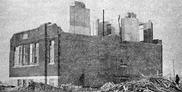 The original Governor Semple School building being demolished