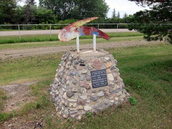 Halley’s Comet Monument beside the former Sandy Lake School