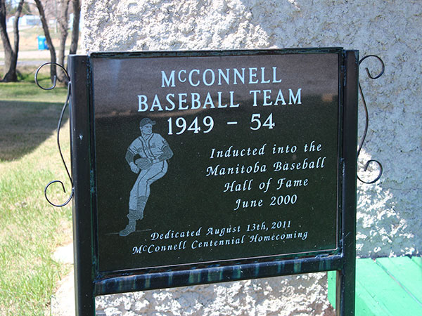 Baseball commemorative plaque at the Hamiota Pioneer Club Museum