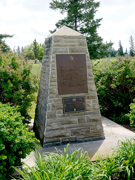 Centennial monument at the Hamiota Pioneer Club Museum