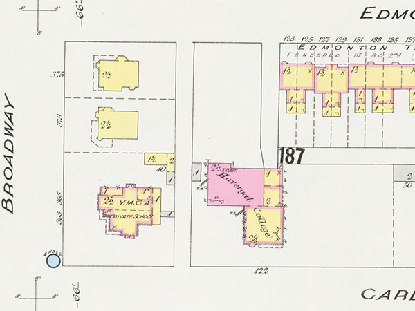 Winnipeg fire insurance map showing the former location of Tuckwell’s School