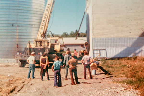 The former Federal Grain elevator from Hodgson at the Marble Ridge Hutterite Colony