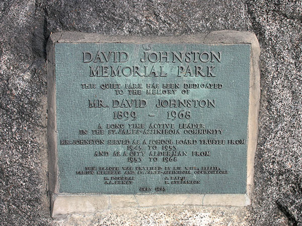 David Johnston Memorial Park Plaque