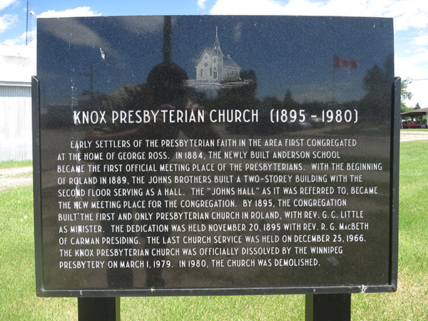 Knox Presbyterian Church commemorative plaque
