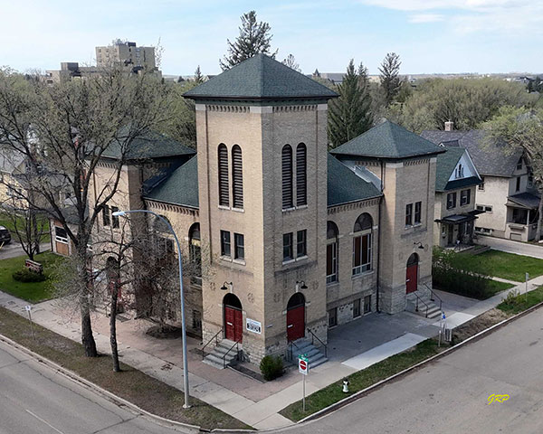 Aerial view of the First Christian Reform Church in Brandon