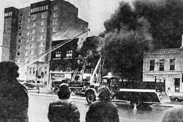 La Salle Block on fire