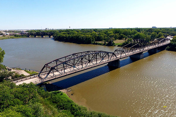 Aerial view of the Louise Bridge