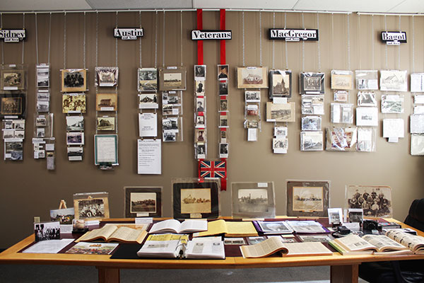Remembrance Day exhibit at the MacGregor Library and Archives