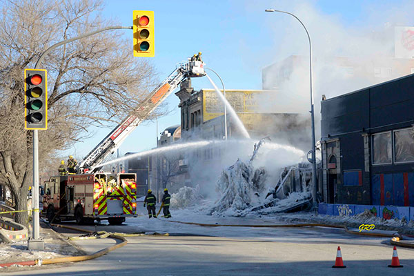 Manwin Hotel on fire