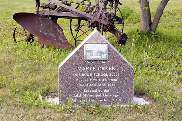 Maple Creek School commemorative monument