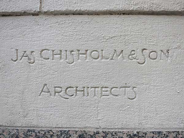 Architect’s signature on a stone of the building
