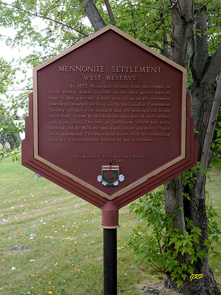 Mennonite West Reserve plaque