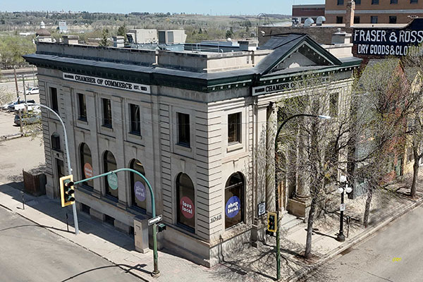 Aerial view of the Merchants Bank Building