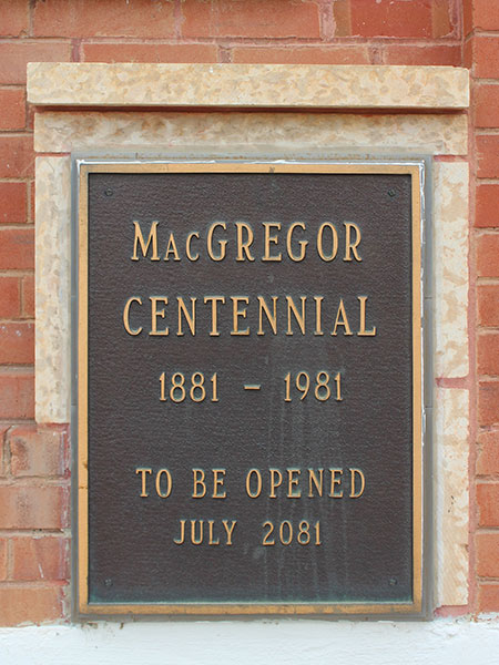 MacGregor Centennial Plaque