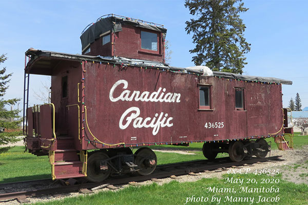 Former CPR caboose at the Canadian National Railway station at Miami