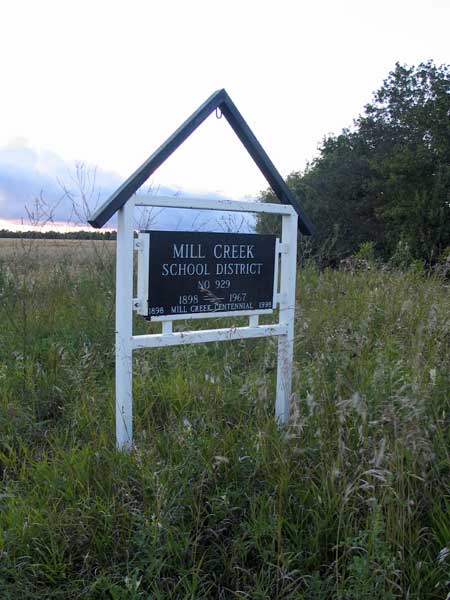 Mill Creek School commemorative sign