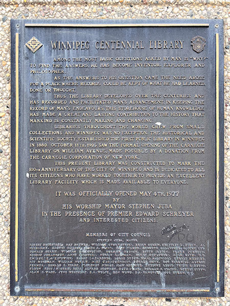 Centennial Library Plaque