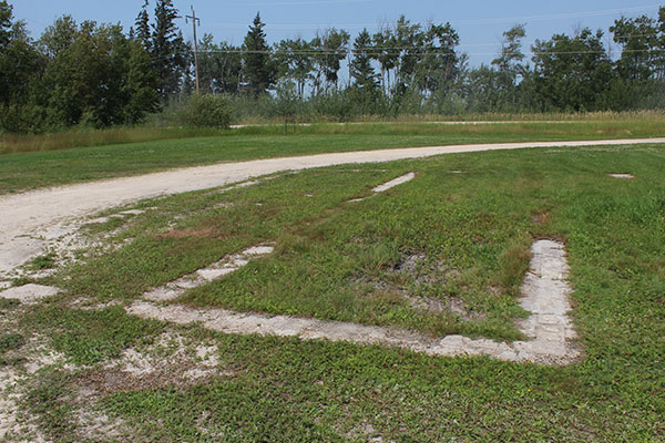 Concrete foundation for the former Minerva School building