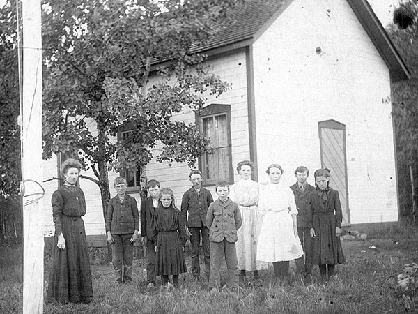 Students and teacher at Mount Calm School